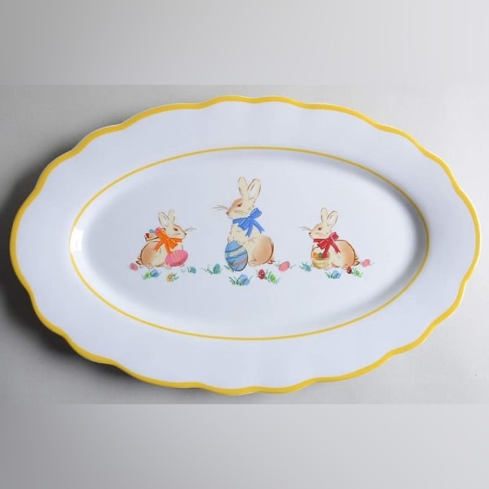 Easter platter. Cute. Euc. Bunnies. Rabbits. Williams Sonoma